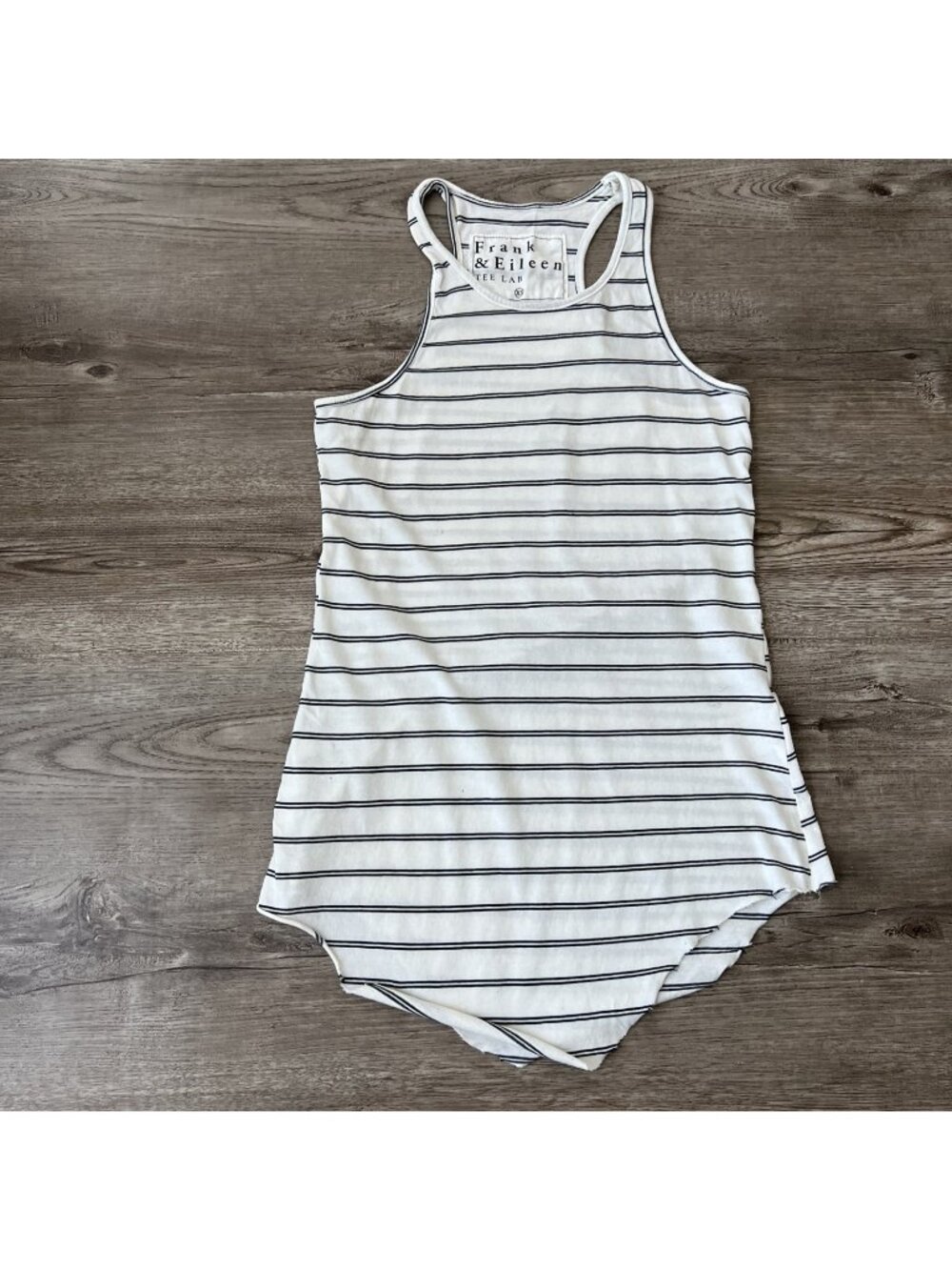 Frank Eileen Tee Lab Base Layer Sleeveless Tank Shirt Womens XSmall White Stripe